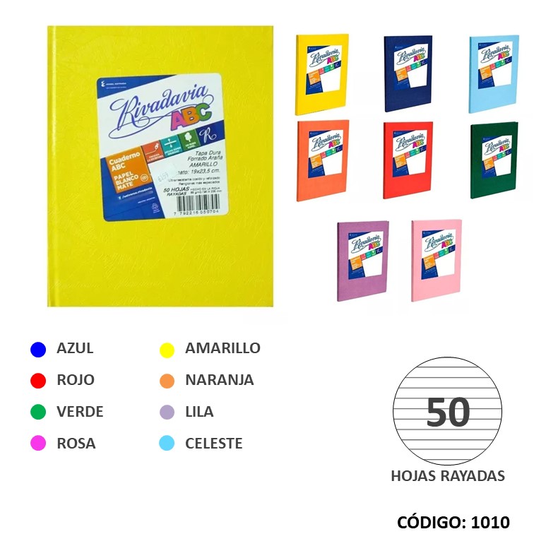 Cuaderno t/d riv. abc forr. x50h. (5/60) color