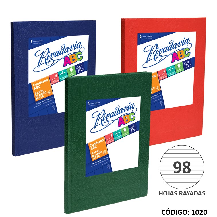 Cuaderno t/d riv. abc x98h. az/ro/ve (5/30) color