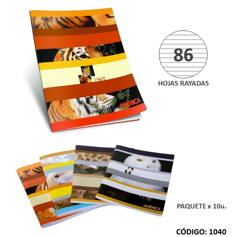 Cuaderno t/b america x86h. paq
