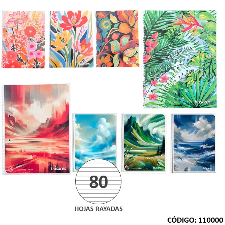 Cuaderno a4 t/b husares fantasía x80h. 6288/98