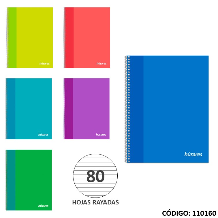 Cuaderno t/e 16x21 husares trendy x80h