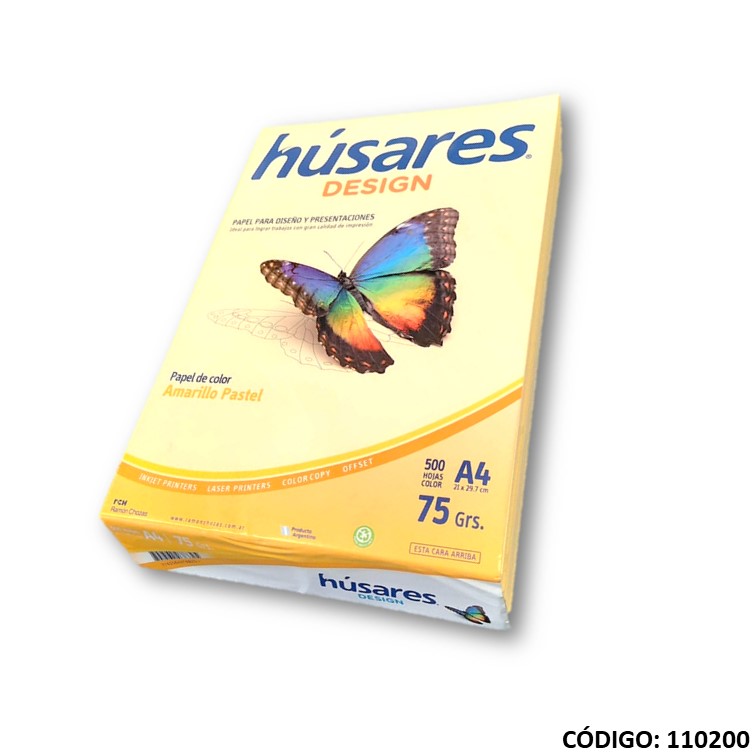 Resma color husares amarillo a4 75g. x500