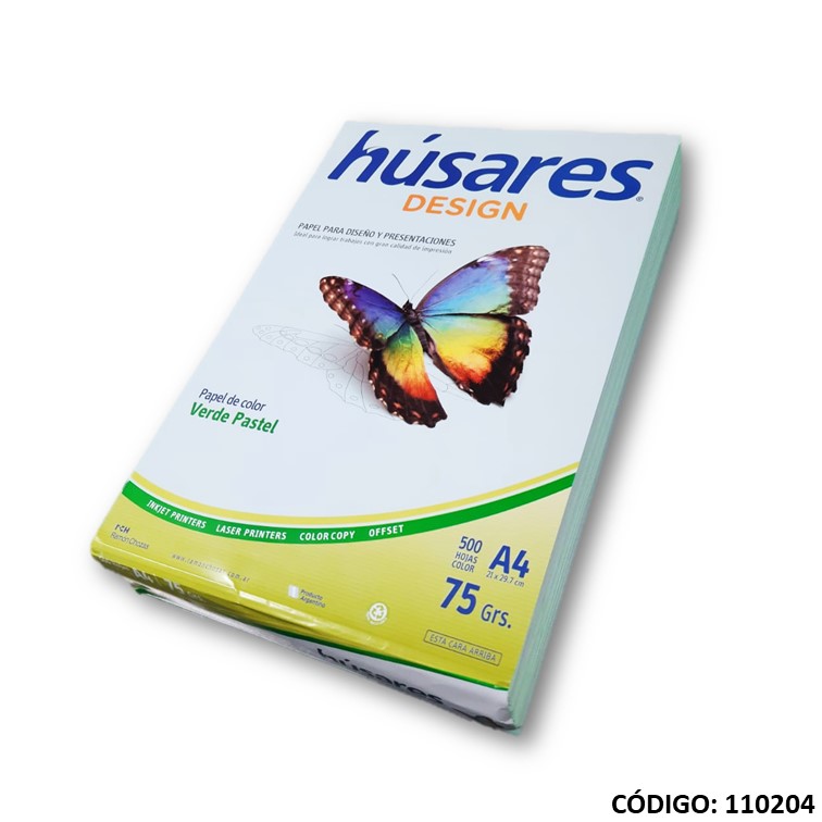 Resma color husares verde a4 75g. x500