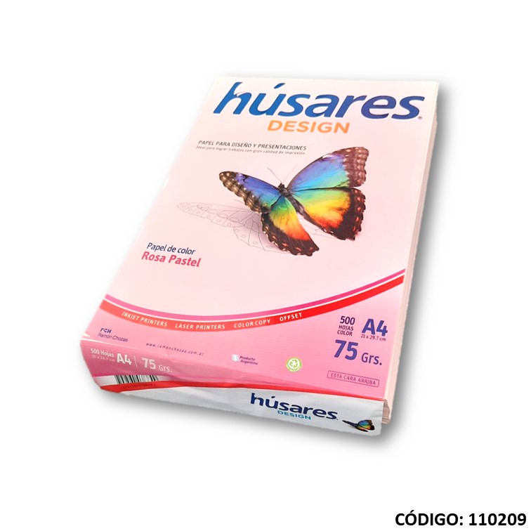 Resma color husares rosa a4 75g. x500