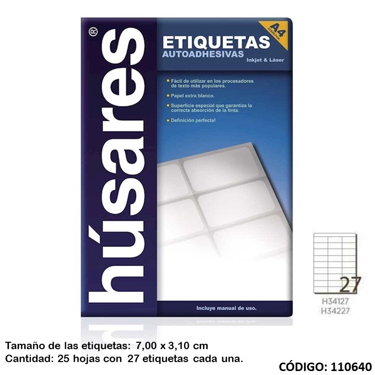 Etiq. husares 34227 7.0x3.10 x25h