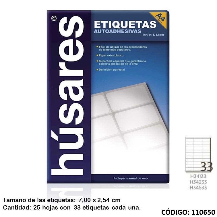 Etiq. husares 34233 7.0x2.54 x25h