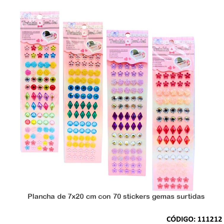 Stickers gemas surtidas 20x7cm