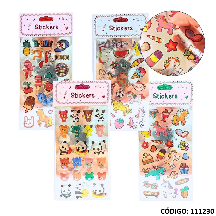 Sticker metalizados unicornio/panda qs-aa