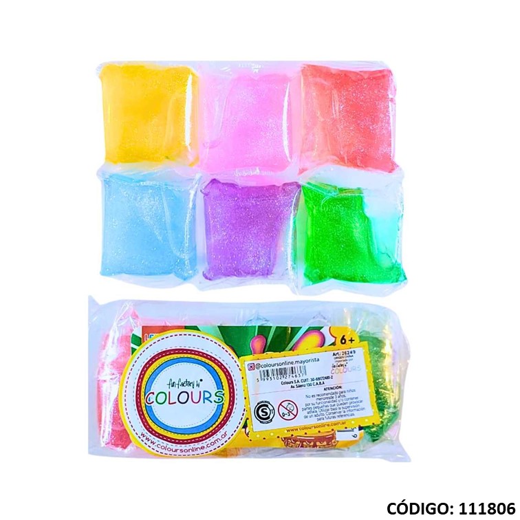 Juegos slime en bolsa c/con acabado glitter