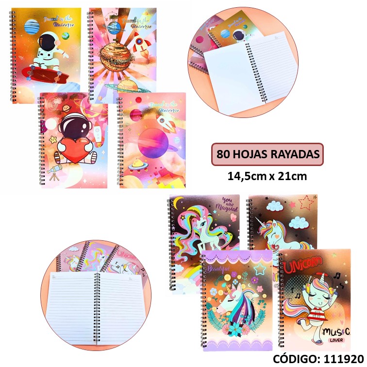 Cuaderno t/e flexible metalizado x80h.302/333