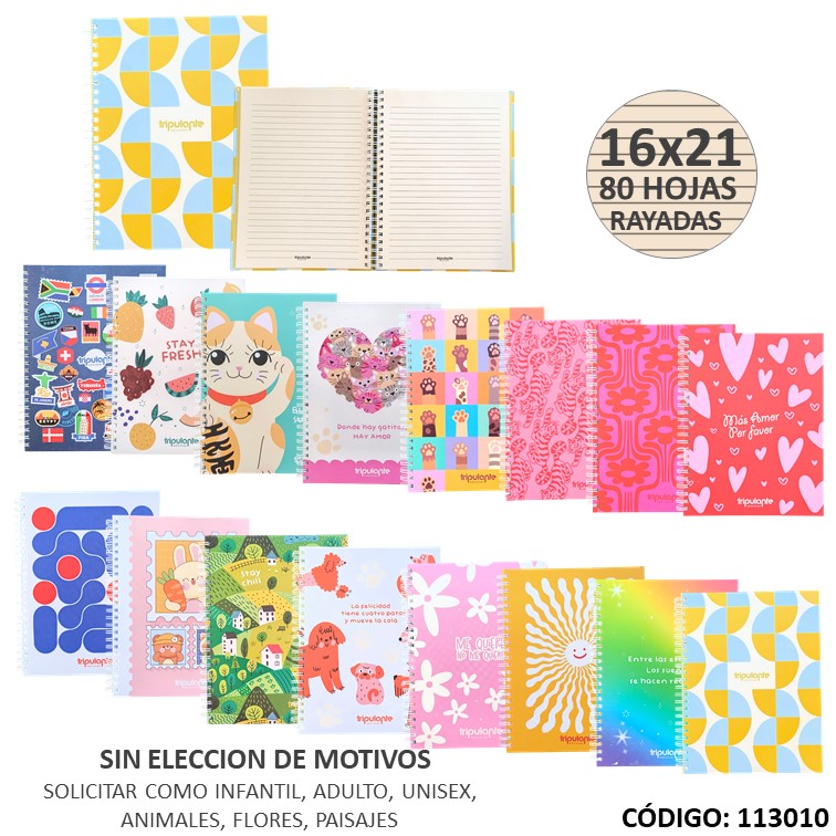 Cuaderno t/e 16x21 t/d tripulante nat x80h