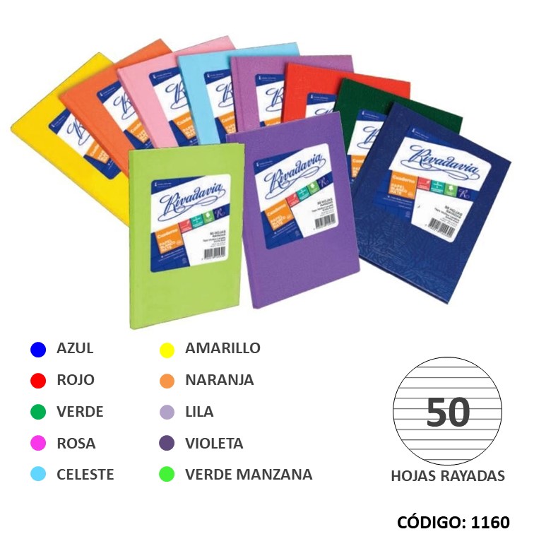 Cuaderno t/d riv. forr x50h. (5/60) color