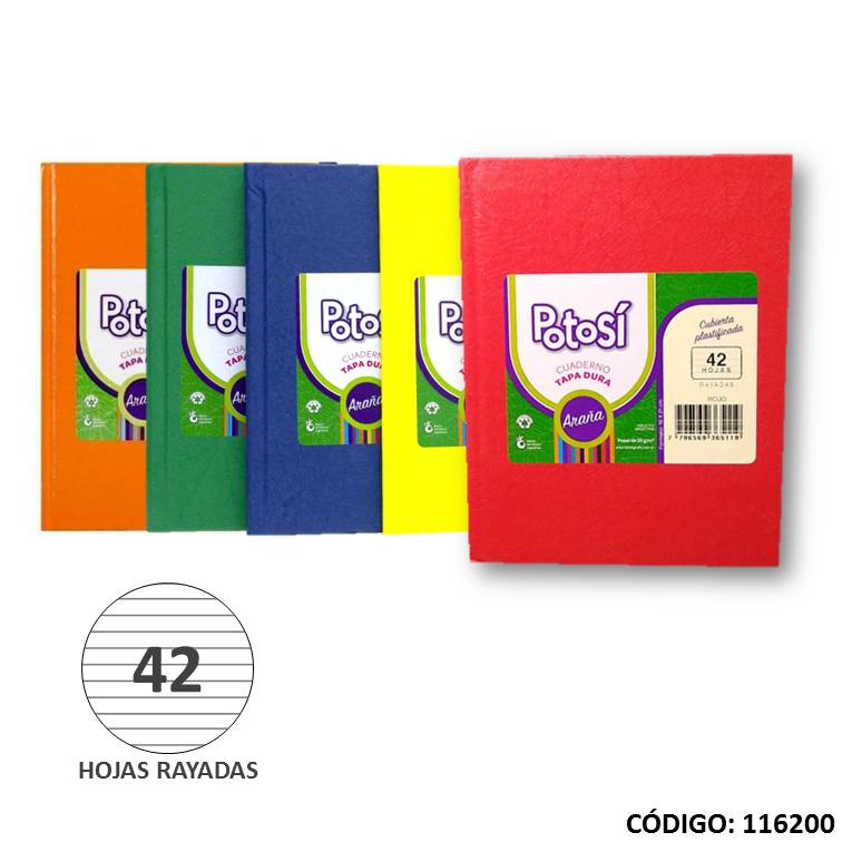 Cuaderno t/d potosi x 42h. color