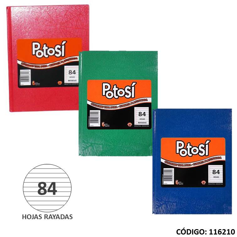 Cuaderno t/d potosi x 84h. a/r/v (10/60) color