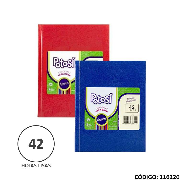 Cuaderno t/d potosi liso x42h. azul