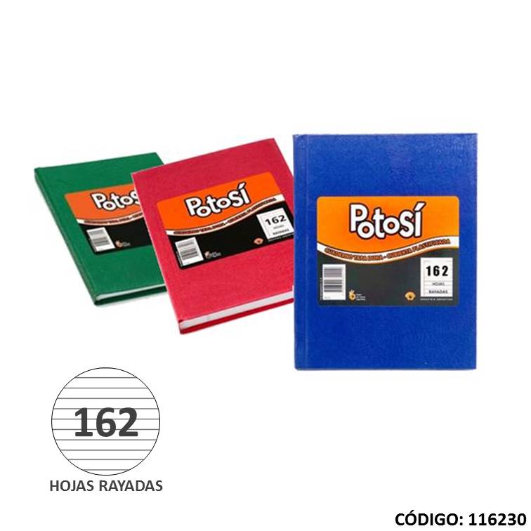 Cuaderno t/d potosi x162h. a/r/v (6/36) color