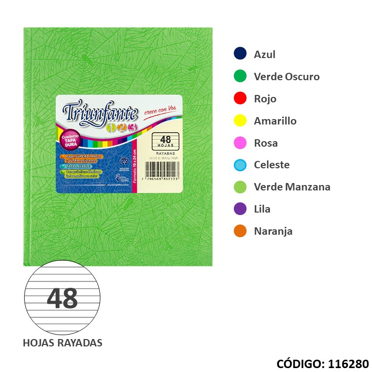 Cuaderno t/d triunf. 123 x48h. color