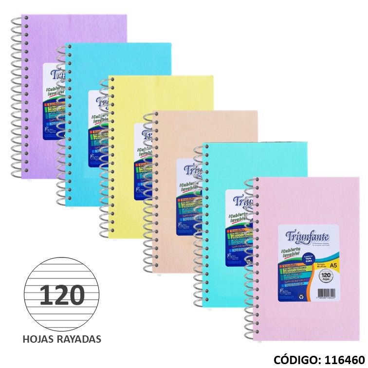 Cuaderno t/e 16x21 t/d triunf. pvc x120h