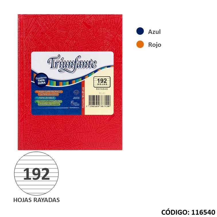 Cuaderno t/d triunf. x192h. color