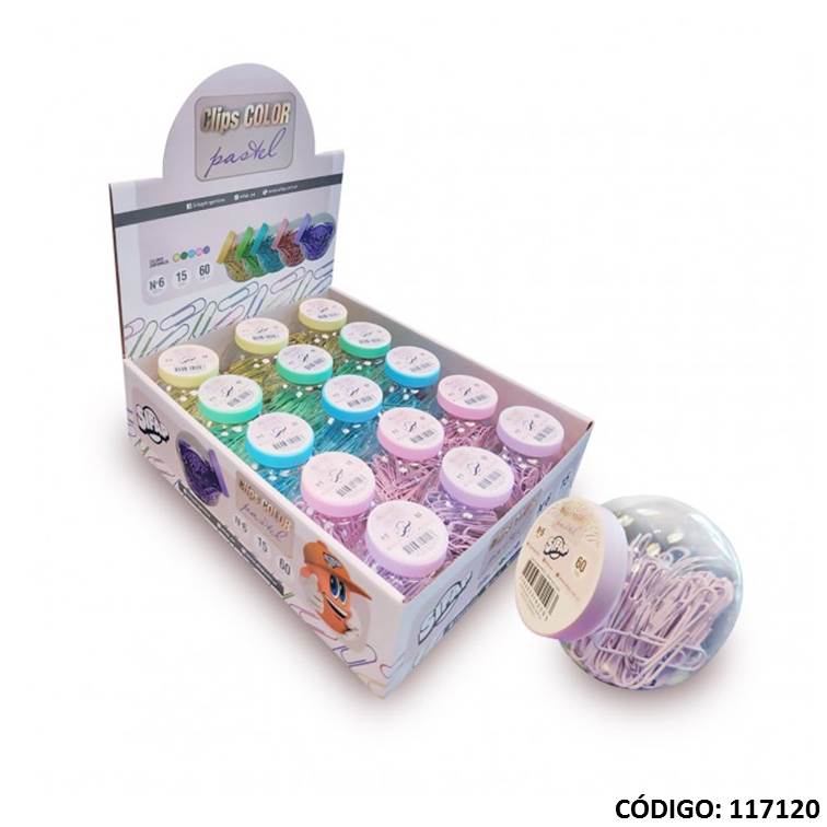 Broches clips pastel nº6 x15 potes