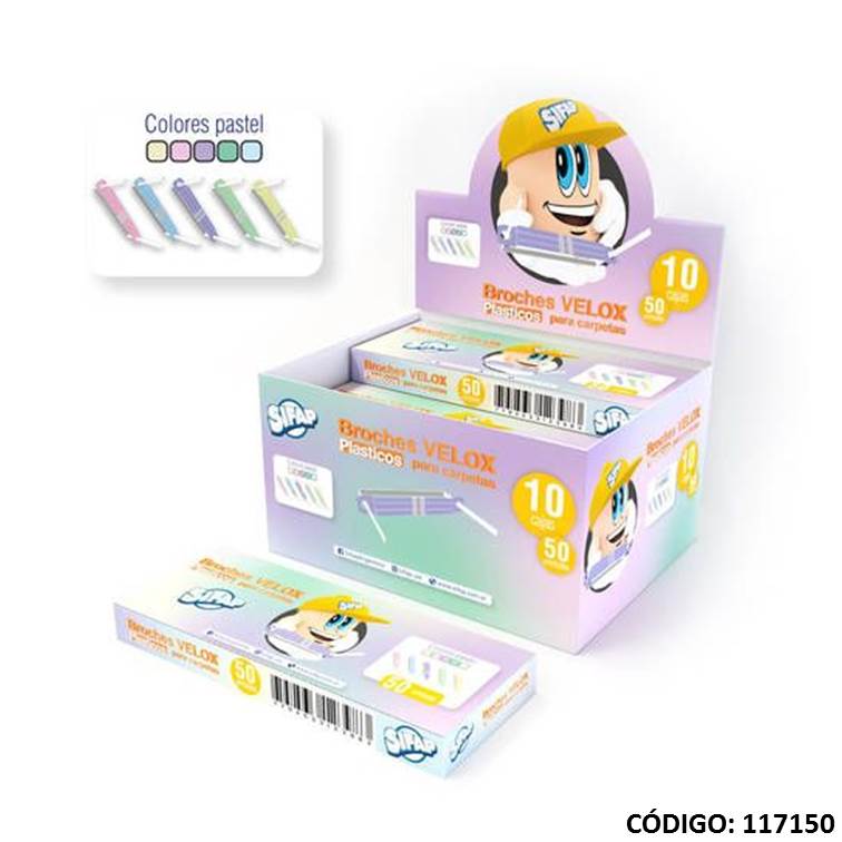 Broches nepaco plast. pastel