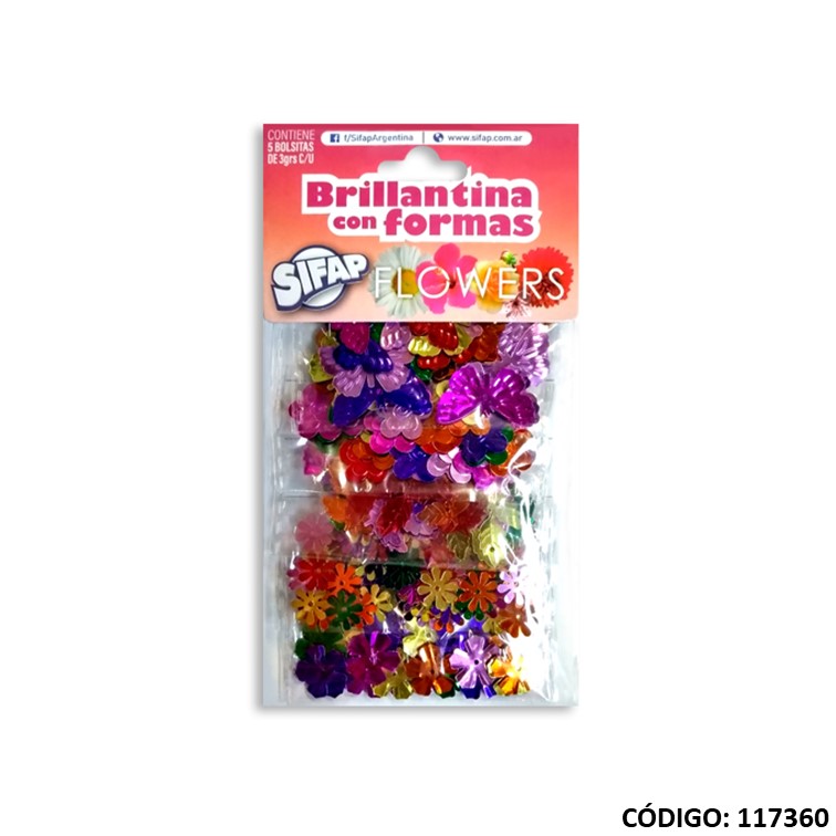 Artículo brillantina sifap c/formas flowers