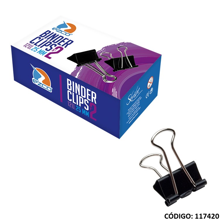 Aprietap binder clips neg. 25mm caja