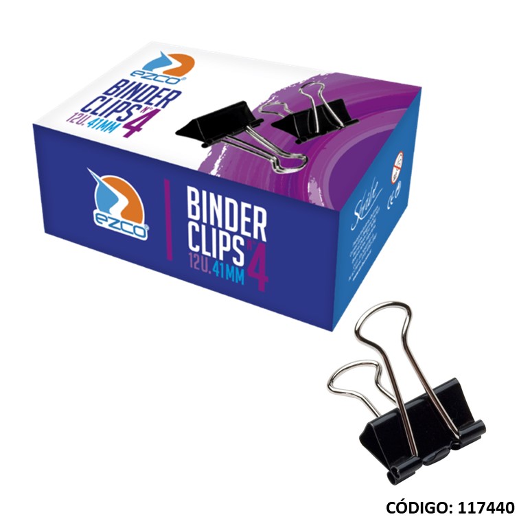 Aprietap binder clips neg. 41mm caja