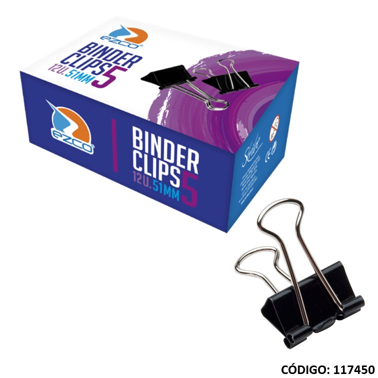 Aprietap binder clips neg. 51mm caja