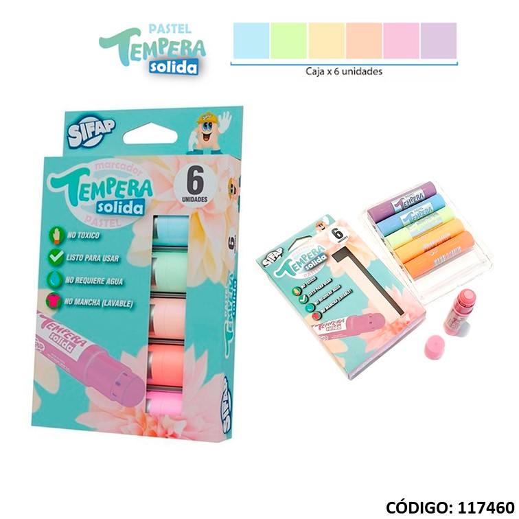 Tempera solida sifap pastel surtida