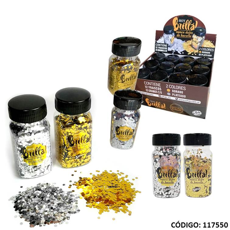 Artículo brillantina sifap pote 25 g oro/pla