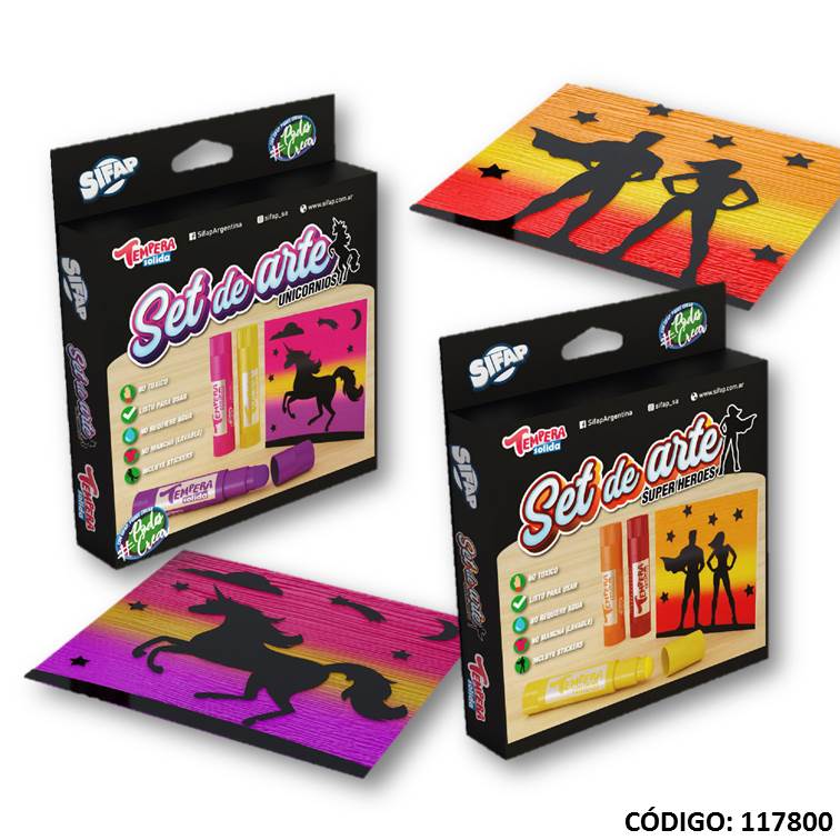 Set de arte sifap tempera solida + stickers