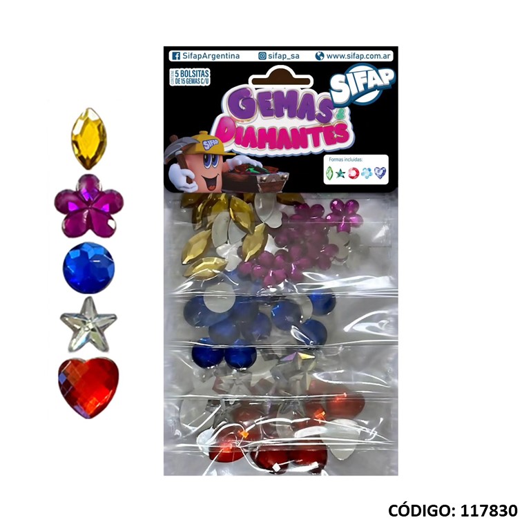 Artículo brillantina sifap c/formas gemas/diamantes