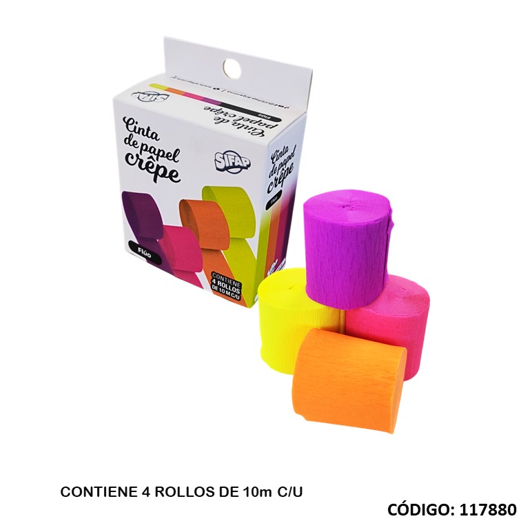 Artículo cinta papel crepe fluo 10m. 5302