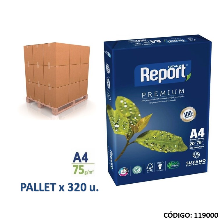 Resma report a4 75 g pallet