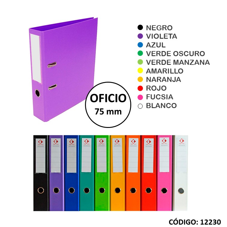 Registrador oficio pvc 75mm color