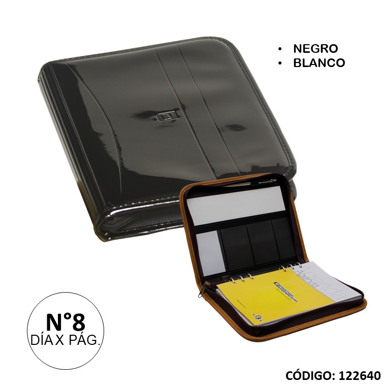 Agenda cyb n8 con doble planificador con cierre comb. charol c815
