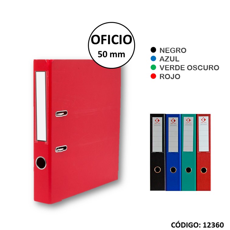 Registrador oficio pvc 50mm p/baja colores