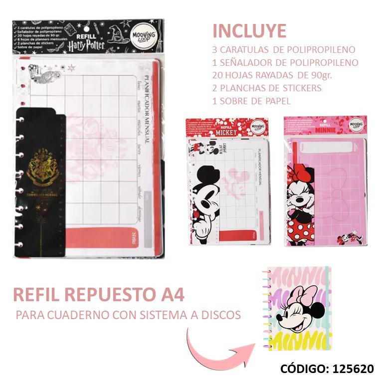Repuesto. mooving a4 refill p/cuaderno a discos lic
