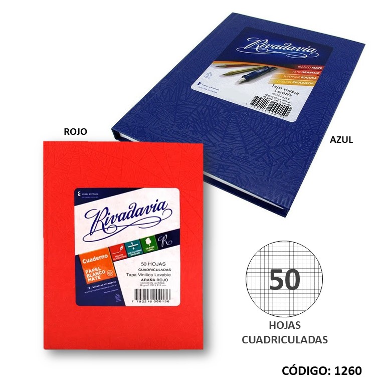 Cuaderno t/d riv. x50h. az/ro