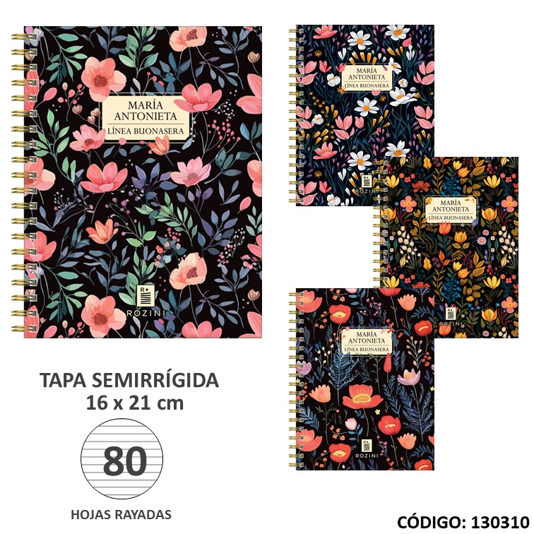 Cuaderno t/e 16x21 semirig. rozini buonasera x90h