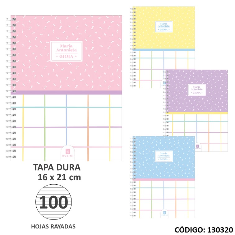 Cuaderno t/e 16x21 t/d rozini gioia x100h