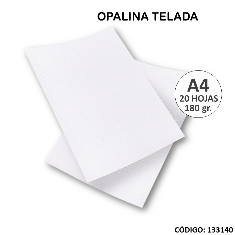 Papel e. opalina telada a4 180 g x20h