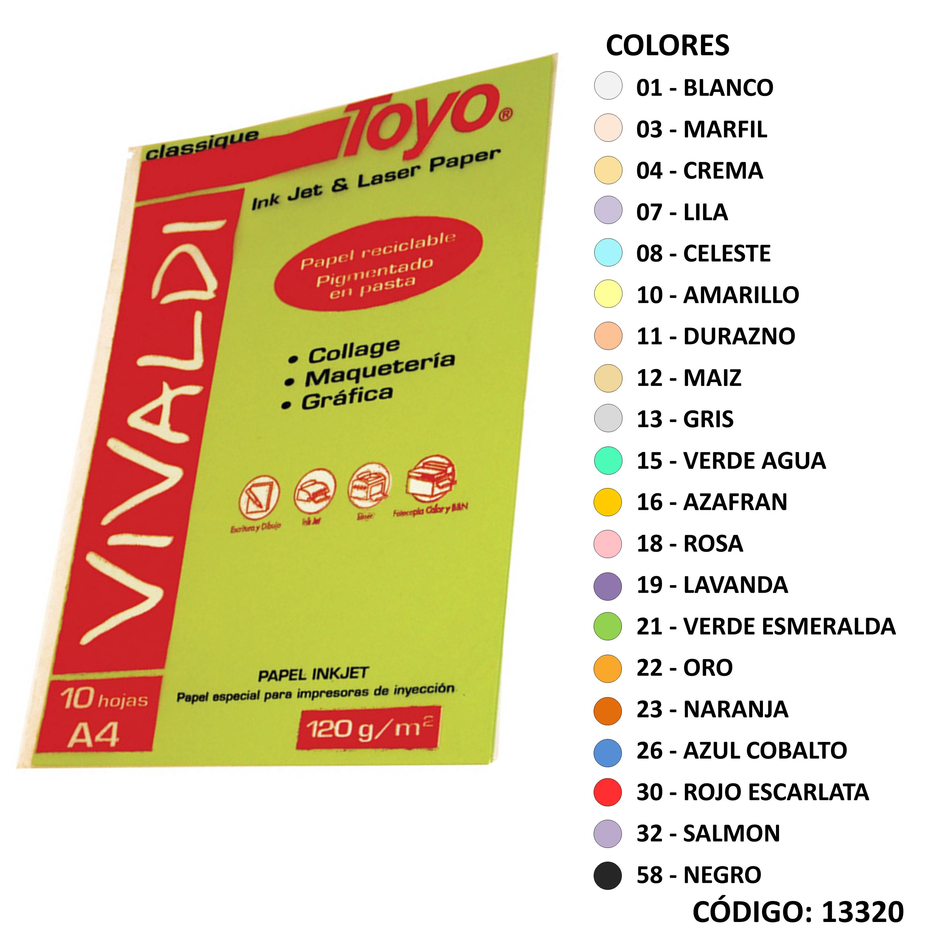 Papel e. vivaldi toyo 120 g x10h