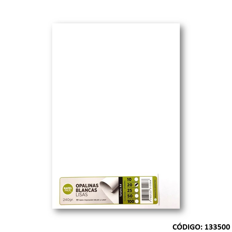 Papel e. opalina lisa a4 240 g x20h