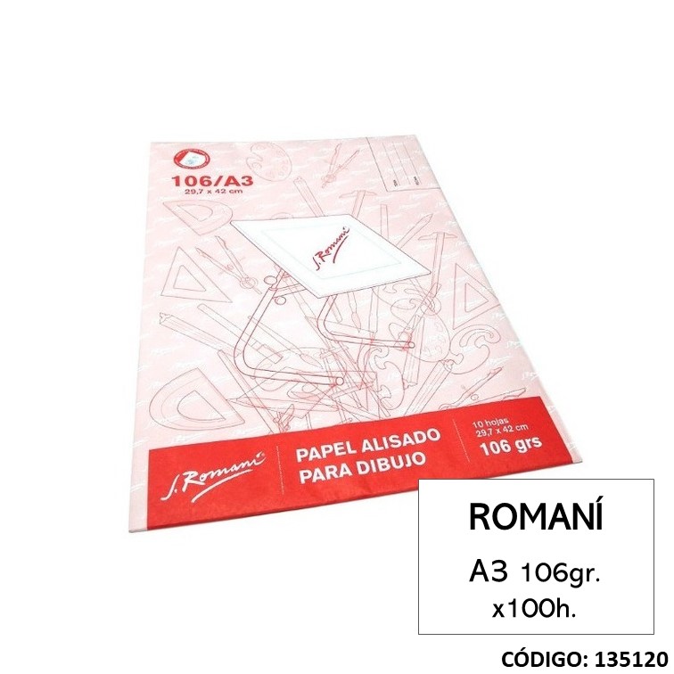 Papel p/dib. romani a3 106g. x100h