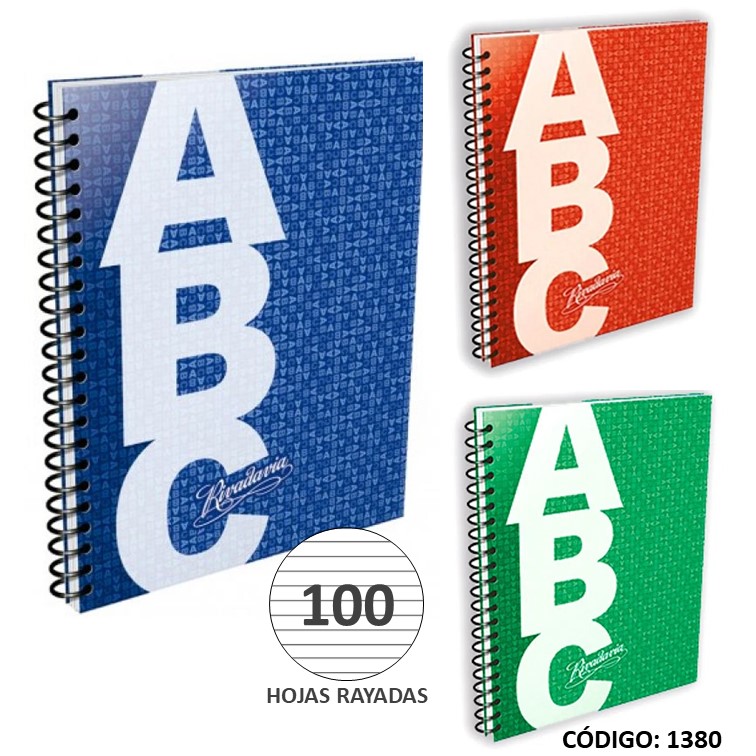 Cuaderno t/e abc 21x27 polipropileno x100h. a/r/v