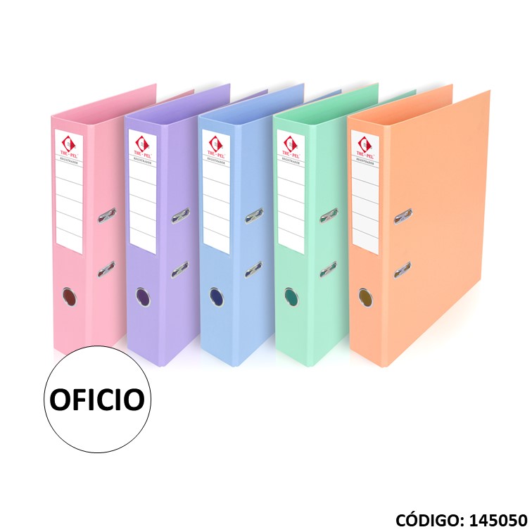 Registrador oficio pvc 75mm ""pastel""colores