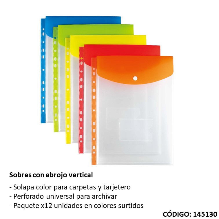 Sobres polipropileno a4 c/abrochadora. vert