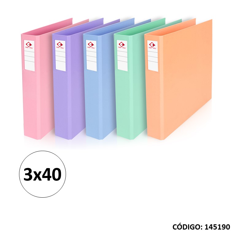 Carpeta 3a pvc lama/the pel ""pastel